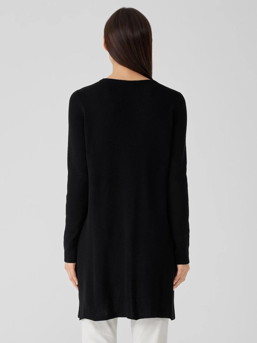 Eileen Fisher Sweaters &amp; Cardigans | Peruvian Organic Cotton Crepe V-Neck Long Top Black - Women