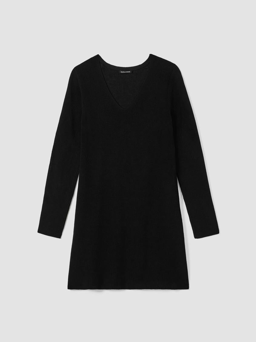 Eileen Fisher Sweaters &amp; Cardigans | Peruvian Organic Cotton Crepe V-Neck Long Top Black - Women