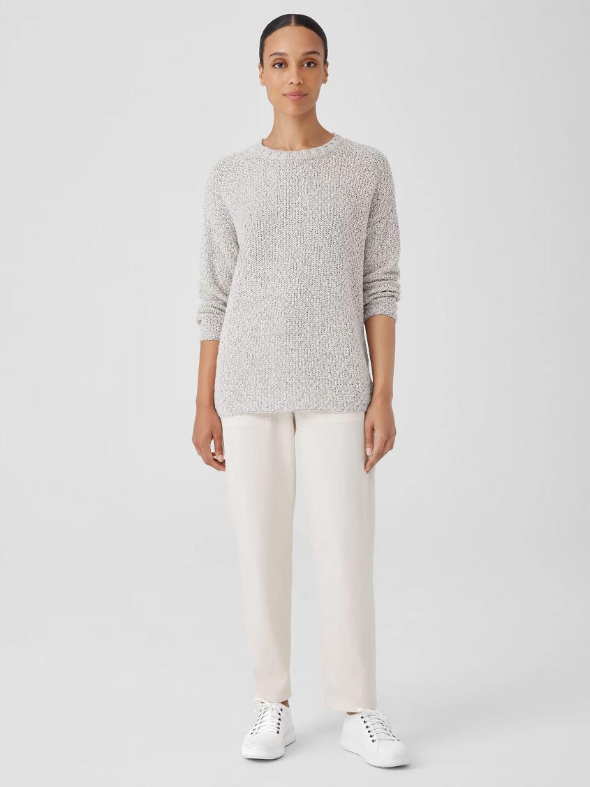 Eileen Fisher Sweaters &amp; Cardigans | Peruvian Organic Cotton Crimp Crew Neck Long Top Sea Salt - Women
