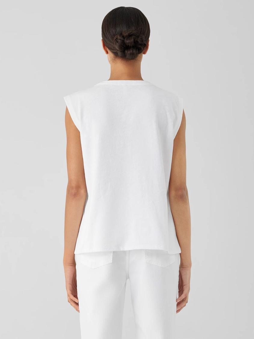 Eileen Fisher Tanks &amp; Camis | Cozy Organic Cotton Slub Round Neck Tank Black - Women