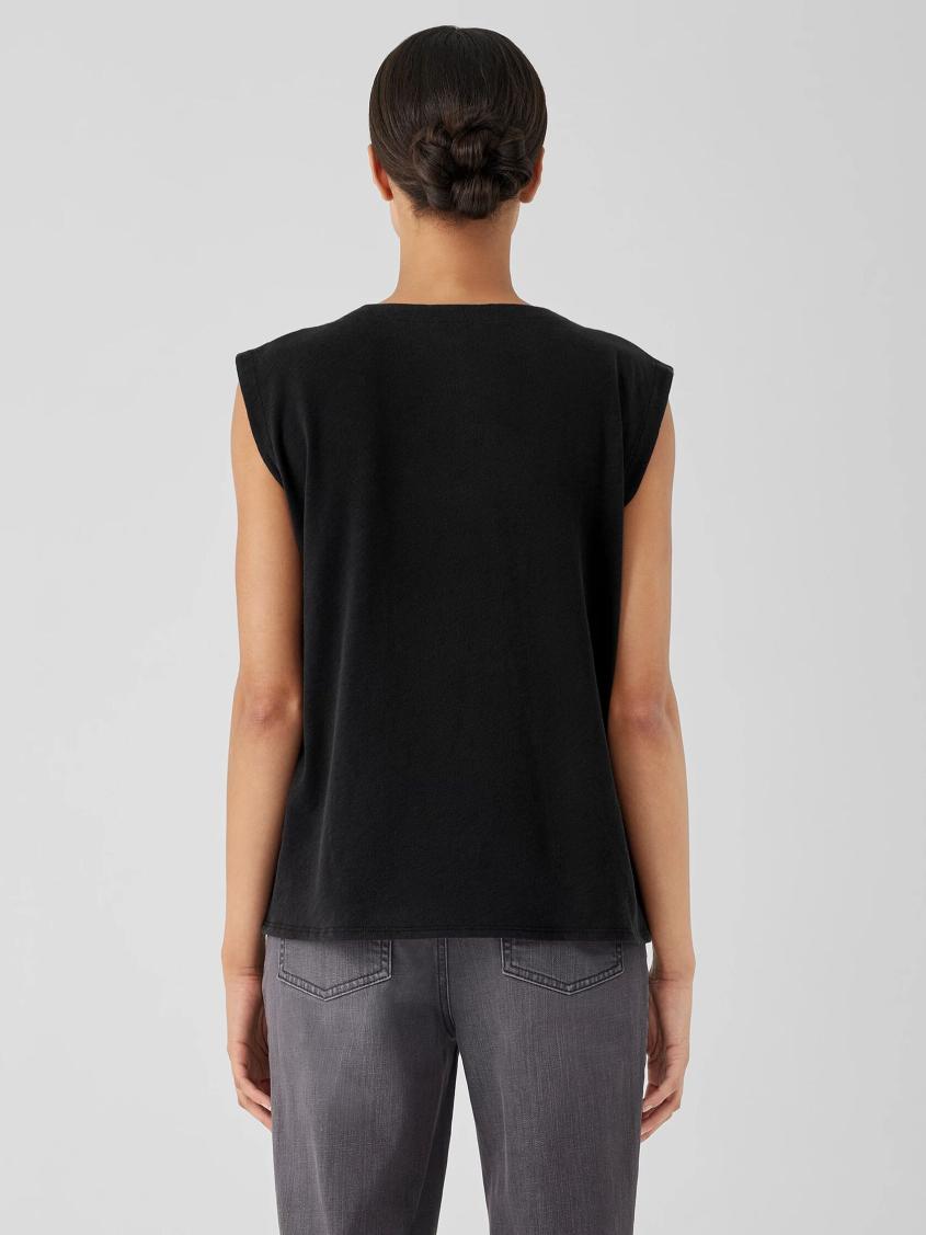Eileen Fisher Tanks &amp; Camis | Cozy Organic Cotton Slub Round Neck Tank Black - Women