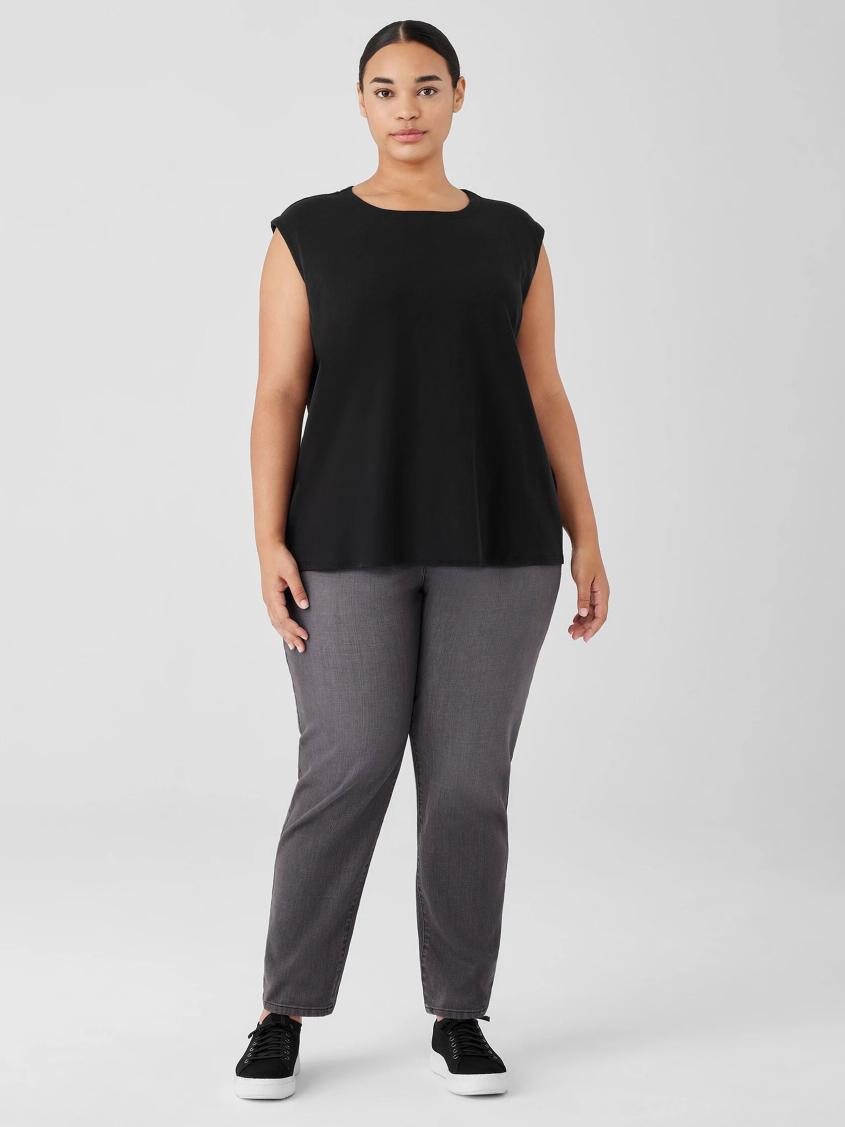 Eileen Fisher Tanks &amp; Camis | Cozy Organic Cotton Slub Round Neck Tank Black - Women