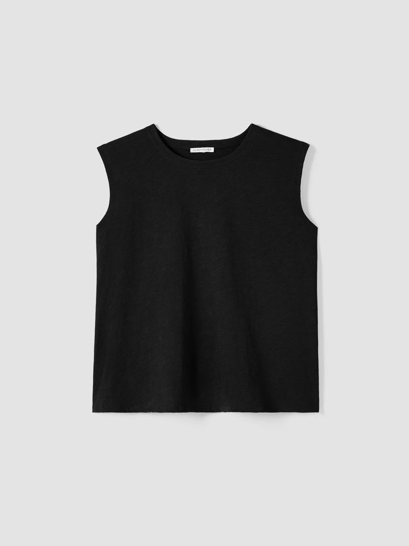Eileen Fisher Tanks &amp; Camis | Cozy Organic Cotton Slub Round Neck Tank Black - Women