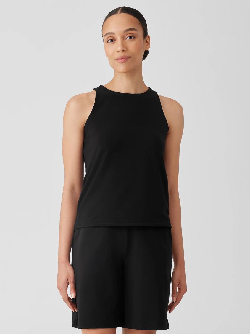 Eileen Fisher Tanks &amp; Camis | Pima Cotton Stretch Jersey Round Neck Tank Black - Women