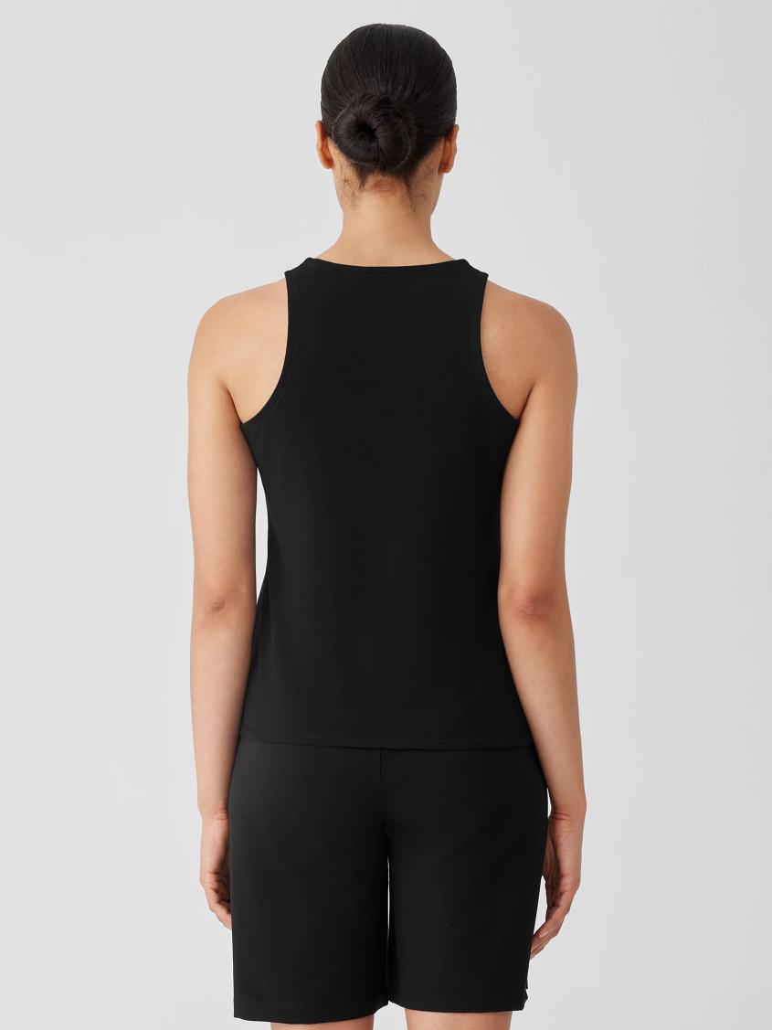 Eileen Fisher Tanks &amp; Camis | Pima Cotton Stretch Jersey Round Neck Tank Black - Women