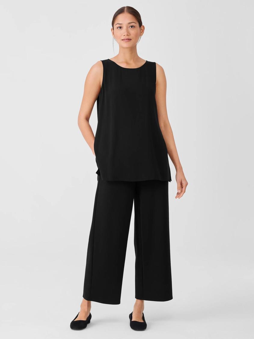Eileen Fisher Tanks &amp; Camis | Silk Georgette Crepe Ballet Neck Tank Black - Women