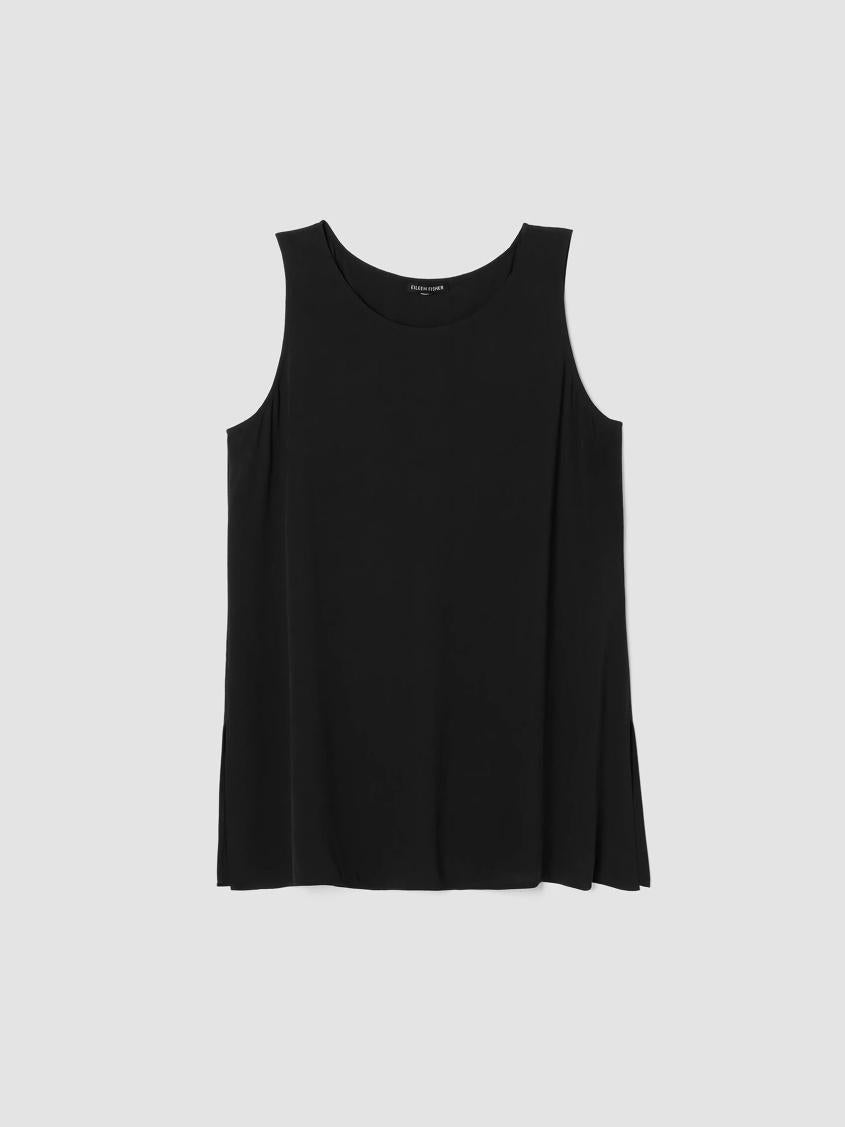 Eileen Fisher Tanks &amp; Camis | Silk Georgette Crepe Ballet Neck Tank Black - Women