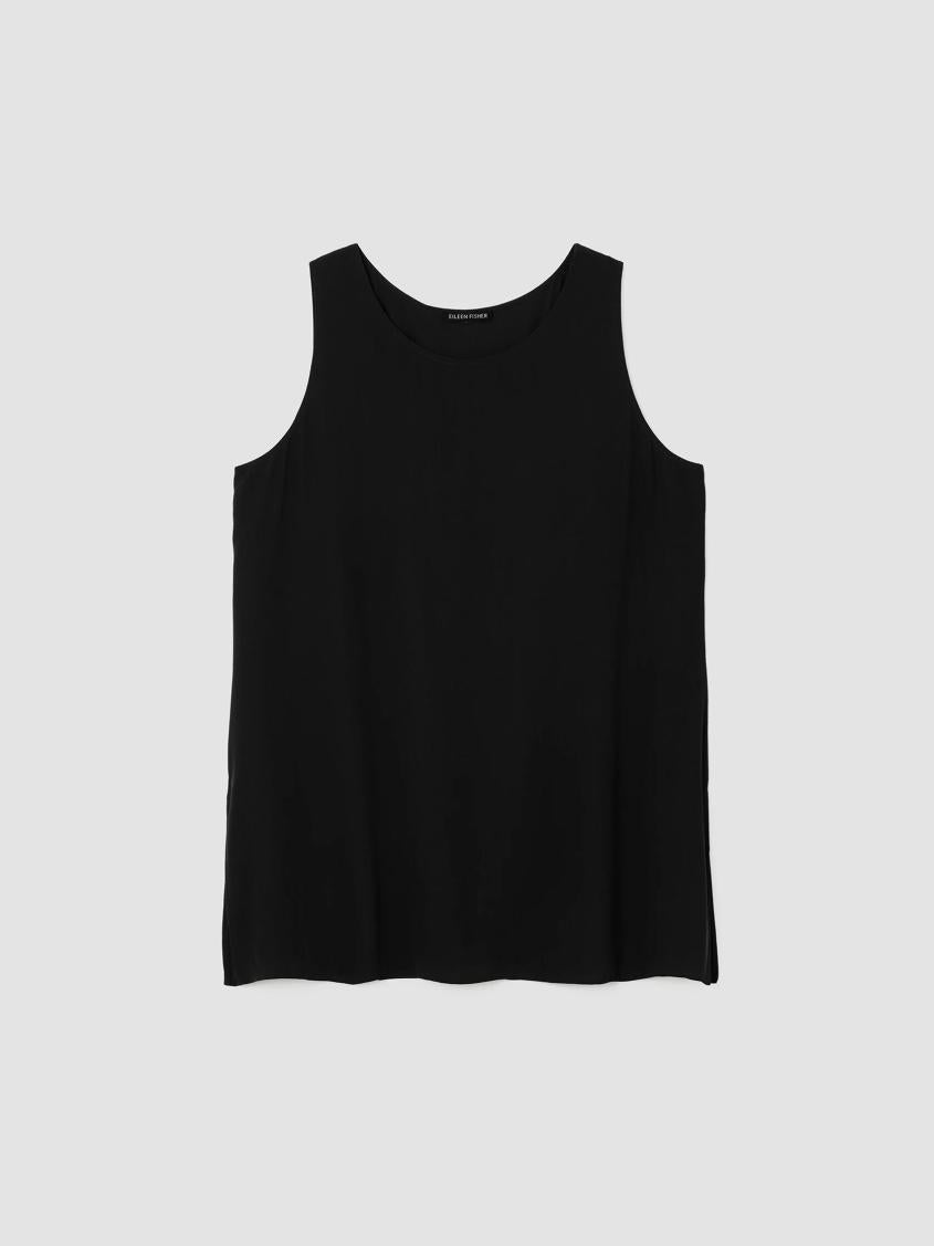 Eileen Fisher Tanks &amp; Camis | Silk Georgette Crepe Ballet Neck Tank Black - Women