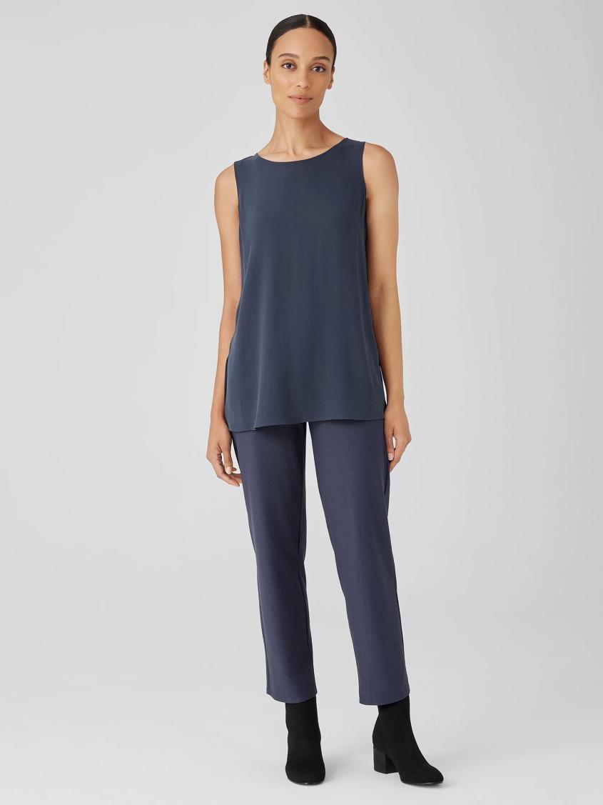 Eileen Fisher Tanks &amp; Camis | Silk Georgette Crepe Ballet Neck Tank Ocean - Women