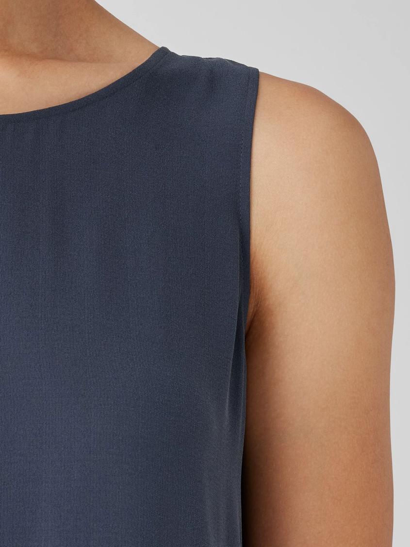 Eileen Fisher Tanks &amp; Camis | Silk Georgette Crepe Ballet Neck Tank Ocean - Women