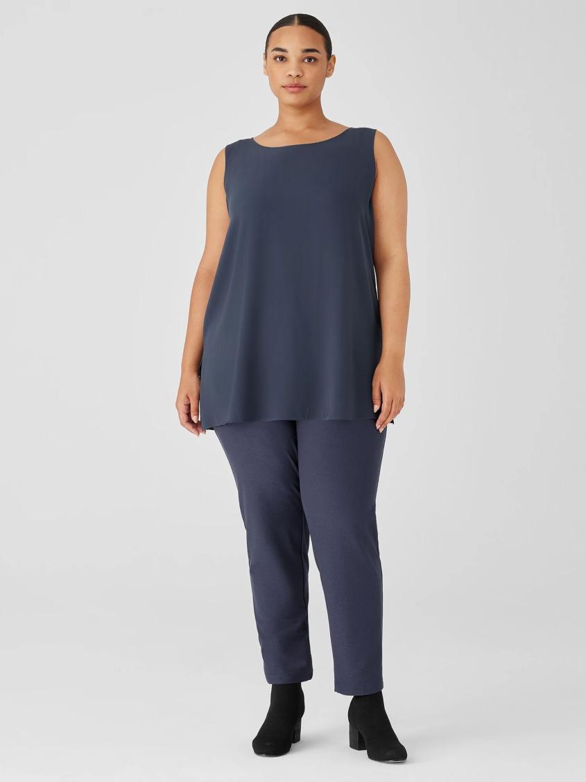 Eileen Fisher Tanks &amp; Camis | Silk Georgette Crepe Ballet Neck Tank Ocean - Women