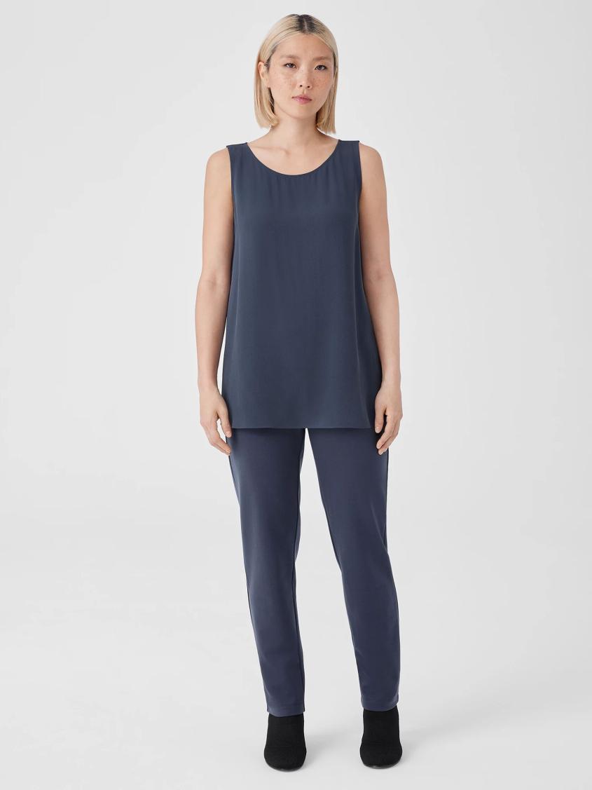 Eileen Fisher Tanks &amp; Camis | Silk Georgette Crepe Ballet Neck Tank Ocean - Women