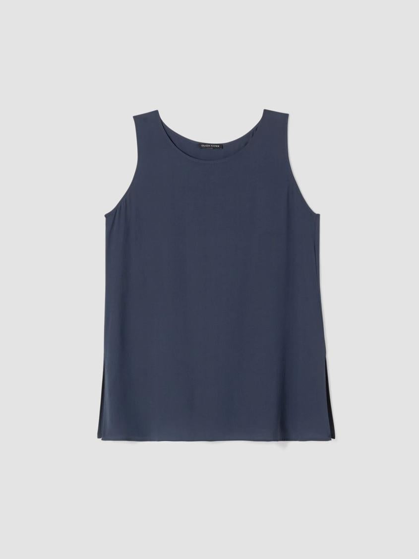 Eileen Fisher Tanks &amp; Camis | Silk Georgette Crepe Ballet Neck Tank Ocean - Women