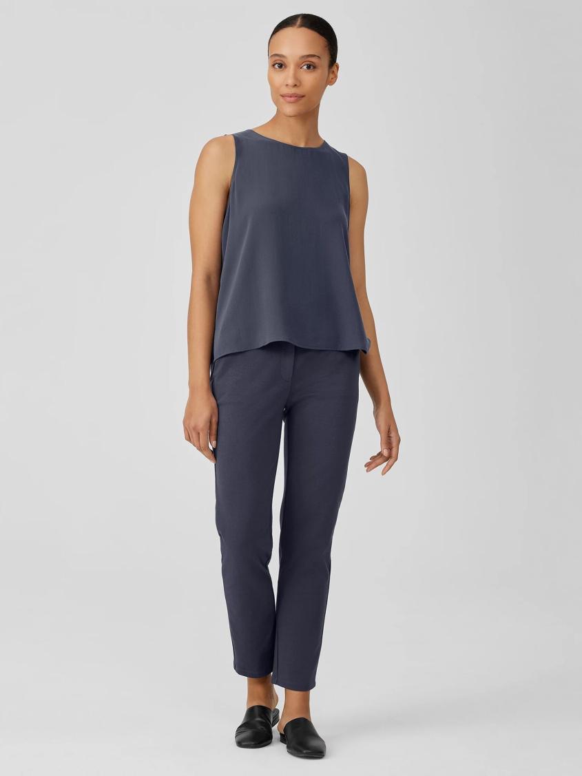Eileen Fisher Tanks &amp; Camis | Silk Georgette Crepe Jewel Neck Tank Ocean - Women