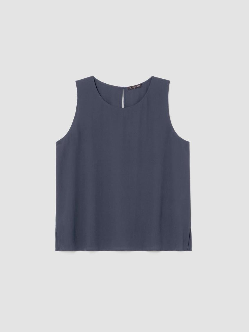 Eileen Fisher Tanks &amp; Camis | Silk Georgette Crepe Jewel Neck Tank Ocean - Women