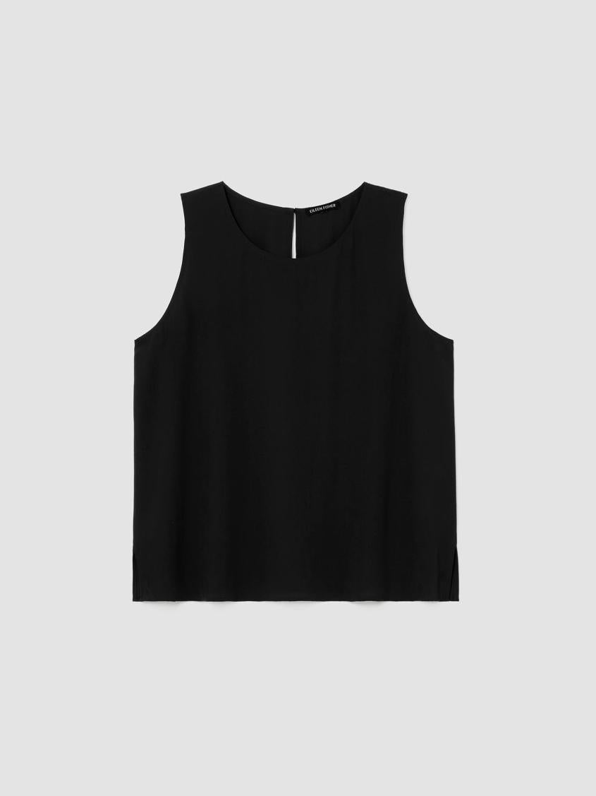 Eileen Fisher Tanks &amp; Camis | Silk Georgette Crepe Round Neck Tank Black - Women