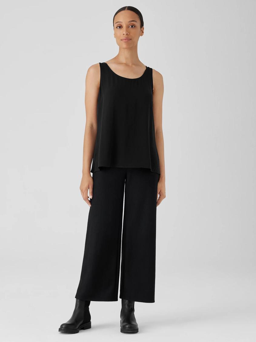 Eileen Fisher Tanks &amp; Camis | Silk Georgette Crepe Scoop Neck Tank Black - Women