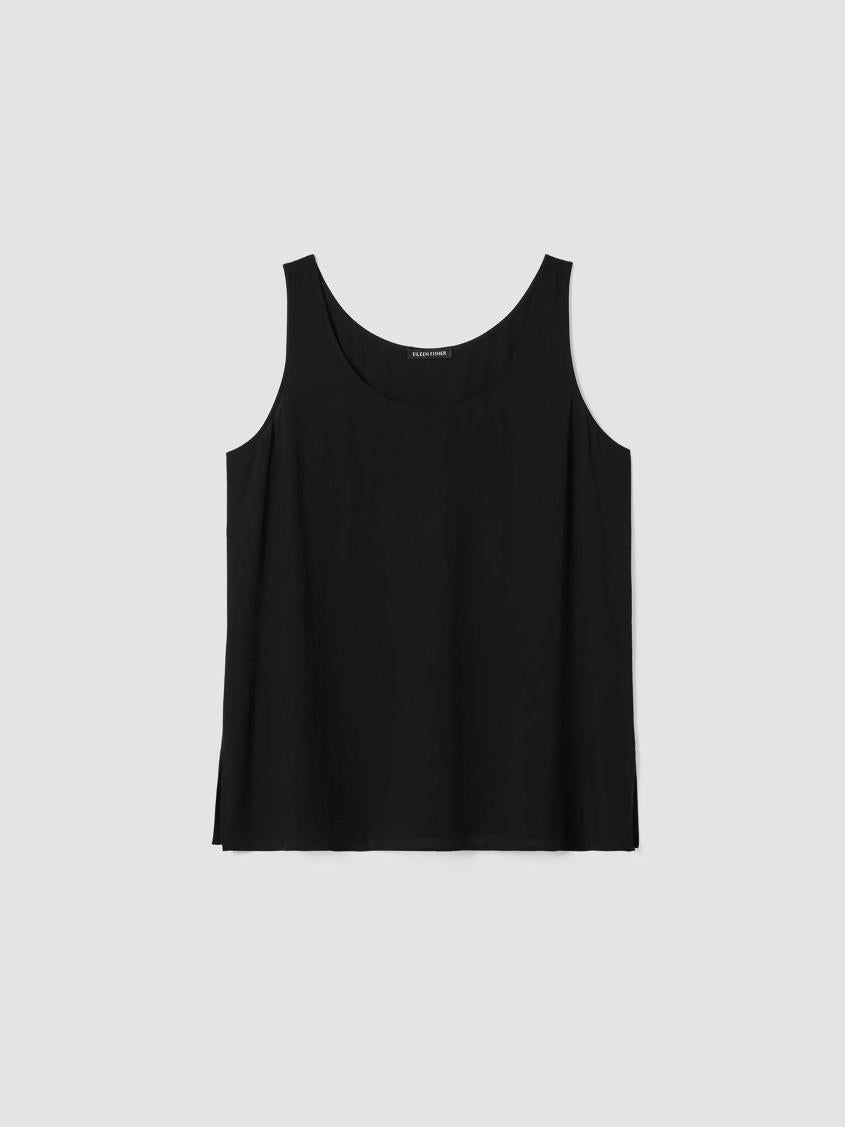 Eileen Fisher Tanks &amp; Camis | Silk Georgette Crepe Scoop Neck Tank Black - Women
