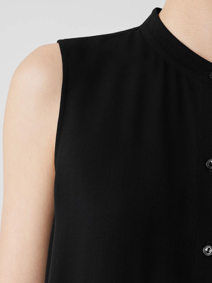 Eileen Fisher Tanks &amp; Camis | Silk Georgette Crepe Sleeveless Shirt Black - Women