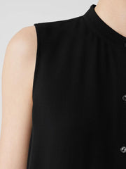 Eileen Fisher Tanks &amp; Camis | Silk Georgette Crepe Sleeveless Shirt Black - Women