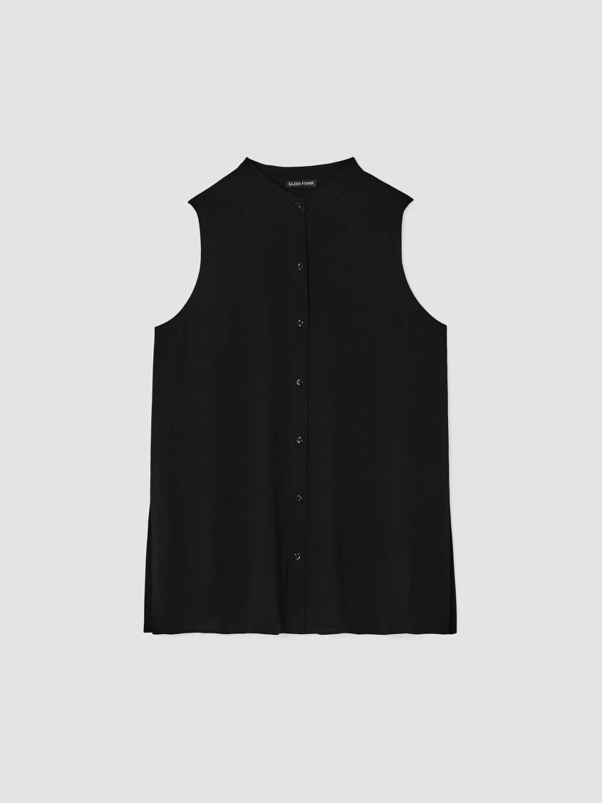 Eileen Fisher Tanks &amp; Camis | Silk Georgette Crepe Sleeveless Shirt Black - Women