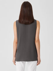 Eileen Fisher Tanks &amp; Camis | Silk Georgette Crepe Ballet Neck Long Tank Grove - Women