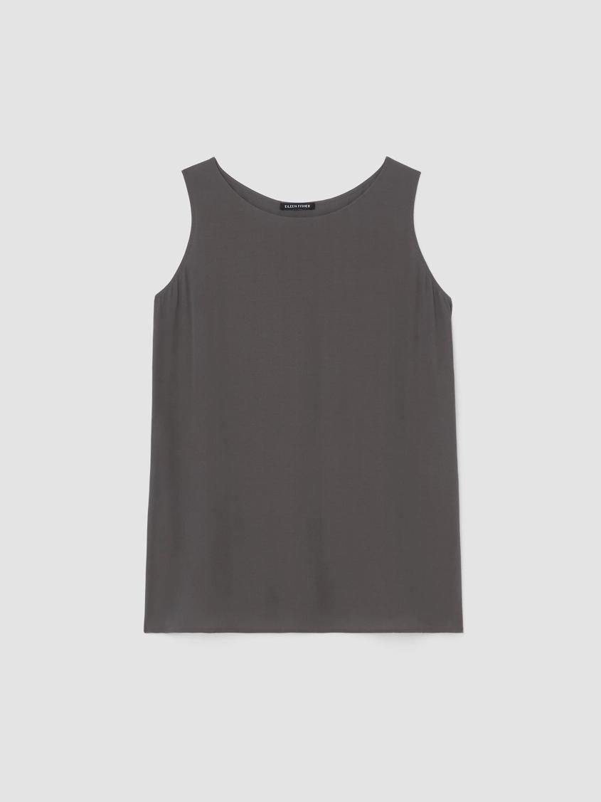 Eileen Fisher Tanks &amp; Camis | Silk Georgette Crepe Ballet Neck Long Tank Grove - Women