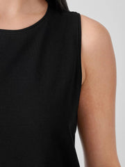 Eileen Fisher Tanks &amp; Camis | Stretch Jersey Knit Crew Neck Long Tank Black - Women