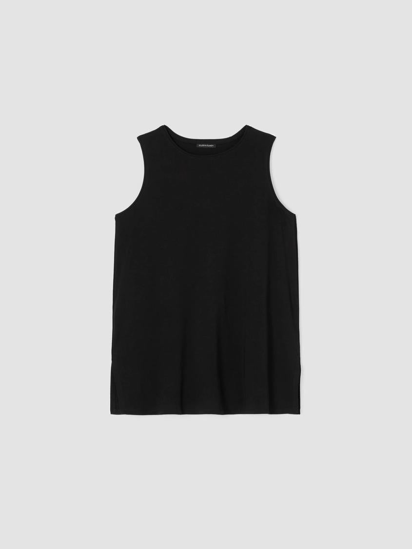 Eileen Fisher Tanks &amp; Camis | Stretch Jersey Knit Crew Neck Long Tank Black - Women