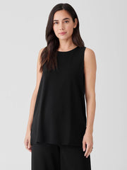 Eileen Fisher Tanks &amp; Camis | Stretch Jersey Knit Crew Neck Long Tank Black - Women