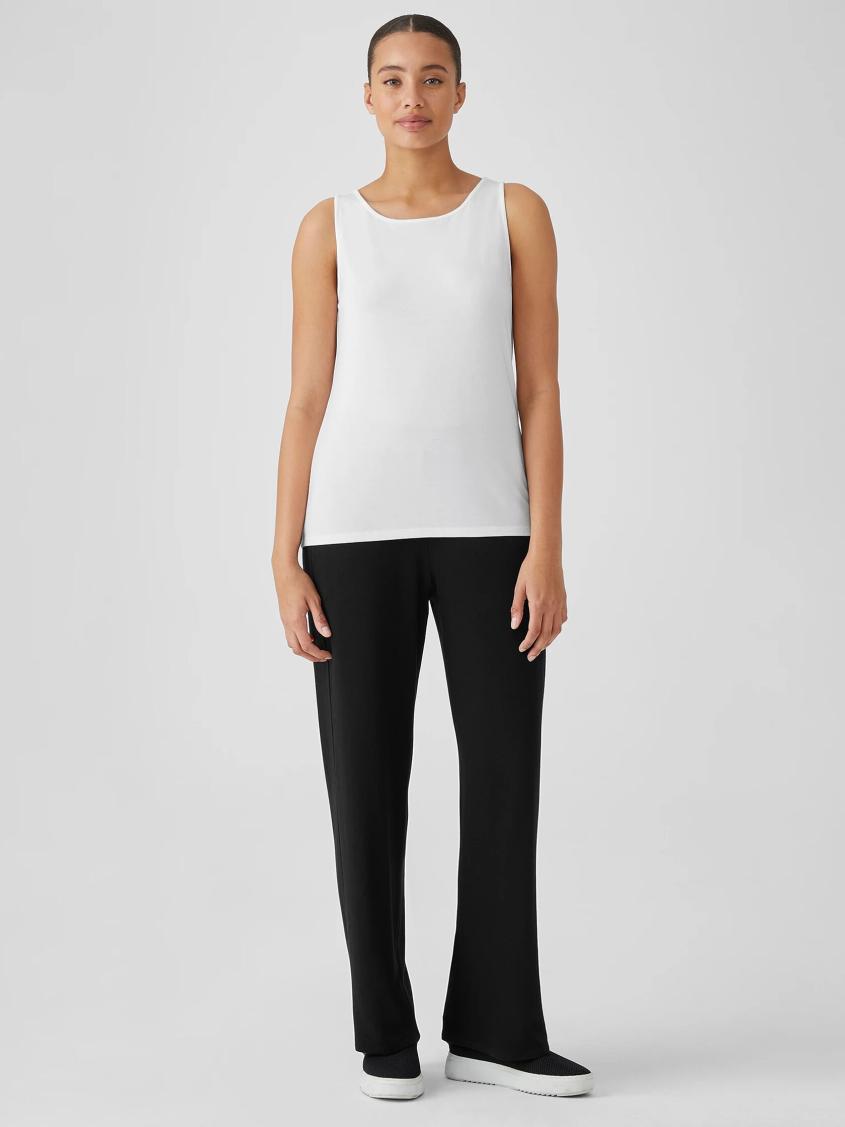 Eileen Fisher Tanks &amp; Camis | Stretch Jersey Knit Jewel Neck Tank White - Women