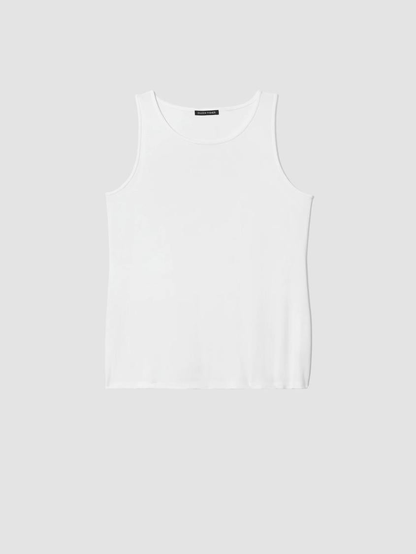 Eileen Fisher Tanks &amp; Camis | Stretch Jersey Knit Jewel Neck Tank White - Women