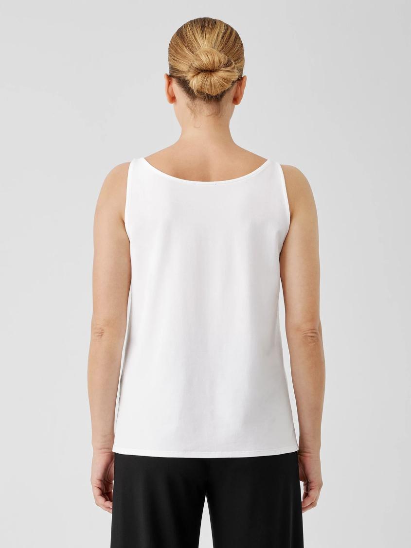 Eileen Fisher Tanks &amp; Camis | Stretch Jersey Knit Scoop Neck Tank White - Women