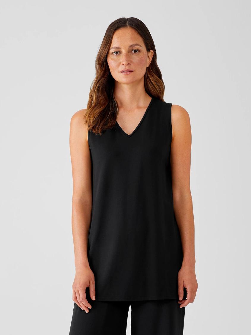 Eileen Fisher Tanks &amp; Camis | Stretch Jersey Knit V-Neck Tank Black - Women