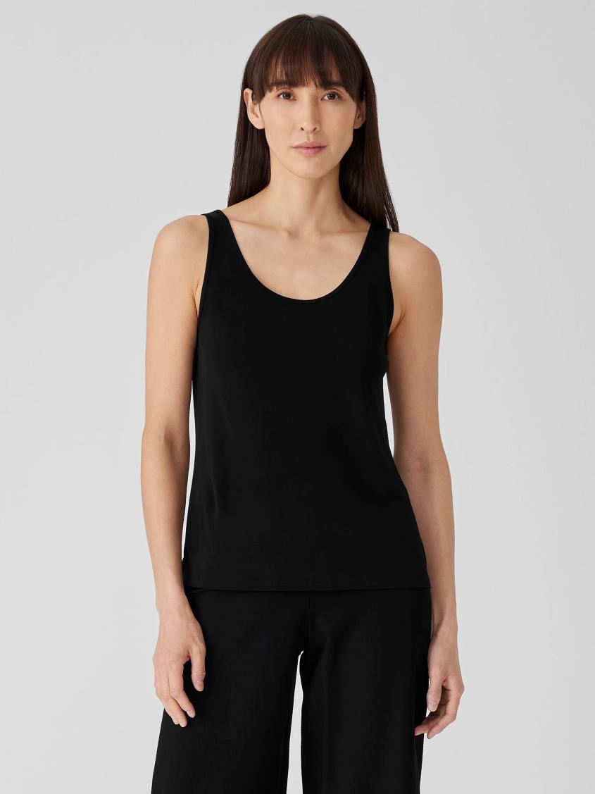 Eileen Fisher Tanks &amp; Camis | Stretch Silk Jersey Scoop Neck Tank Black - Women