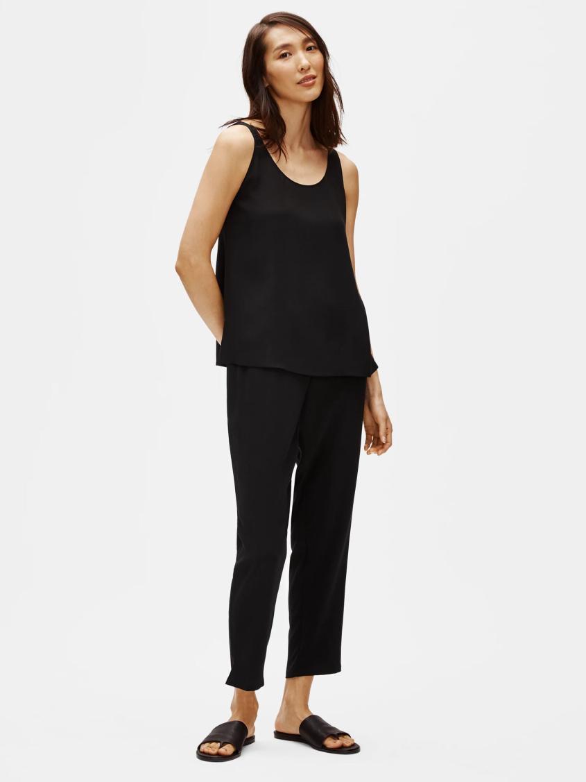 Eileen Fisher Tanks &amp; Camis | System Silk Georgette Crepe Tank Black - Women