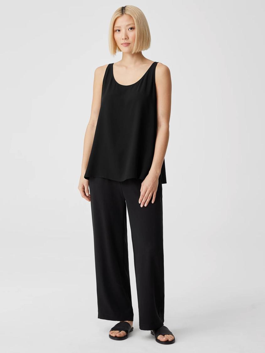 Eileen Fisher Tanks &amp; Camis | System Silk Georgette Crepe Tank Black - Women