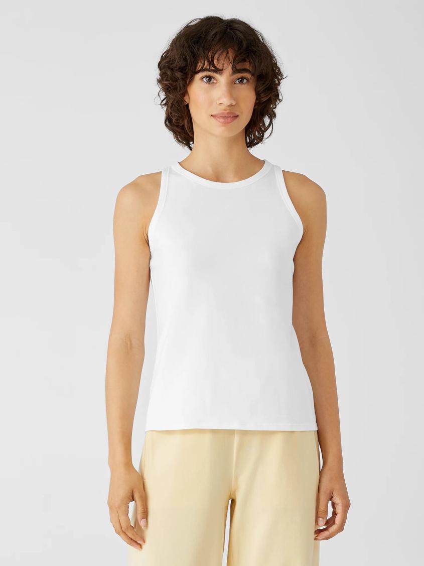 Eileen Fisher Tanks &amp; Camis | Traceable Cotton Jersey Round Neck Tank White - Women