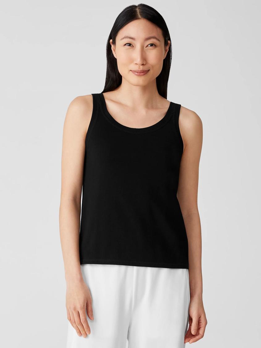 Eileen Fisher Tanks &amp; Camis | Traceable Cotton Jersey Scoop Neck Tank Black - Women