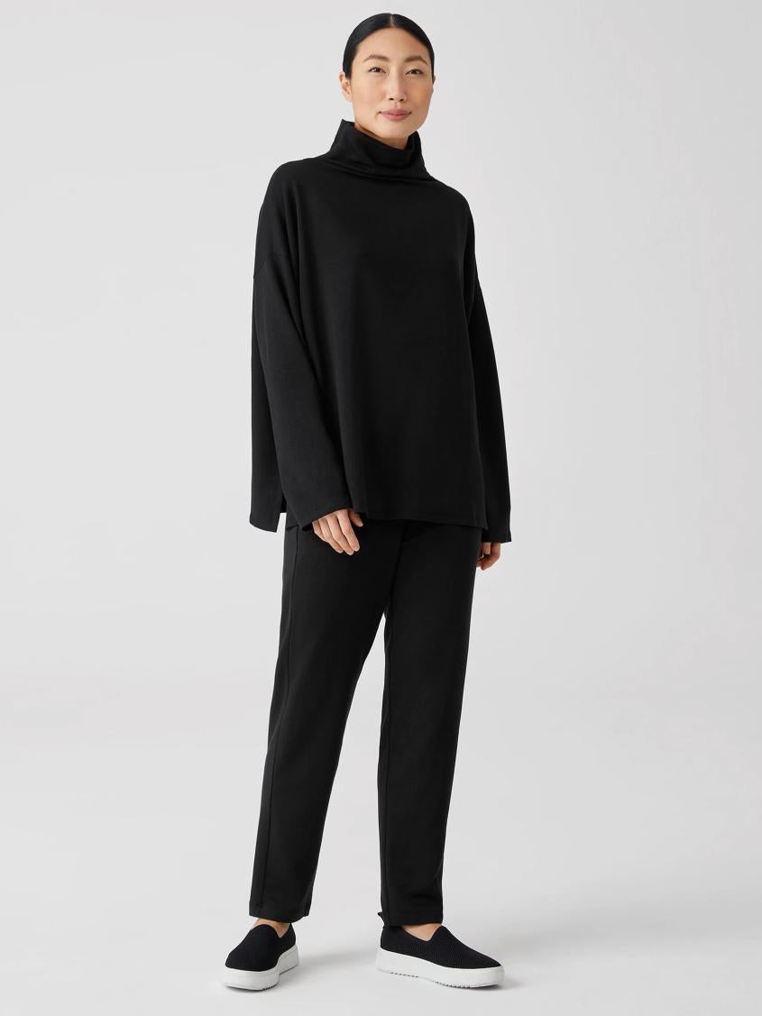 Eileen Fisher Tops &amp; Tees | Cozy Brushed Terry Funnel Hug Neck Box-Top Black - Women