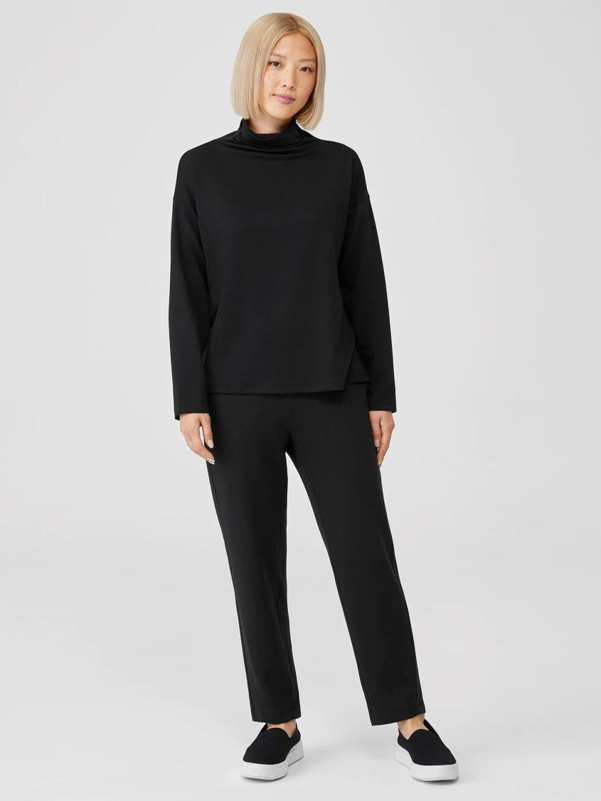 Eileen Fisher Tops &amp; Tees | Cozy Brushed Terry Funnel Hug Neck Box-Top Black - Women