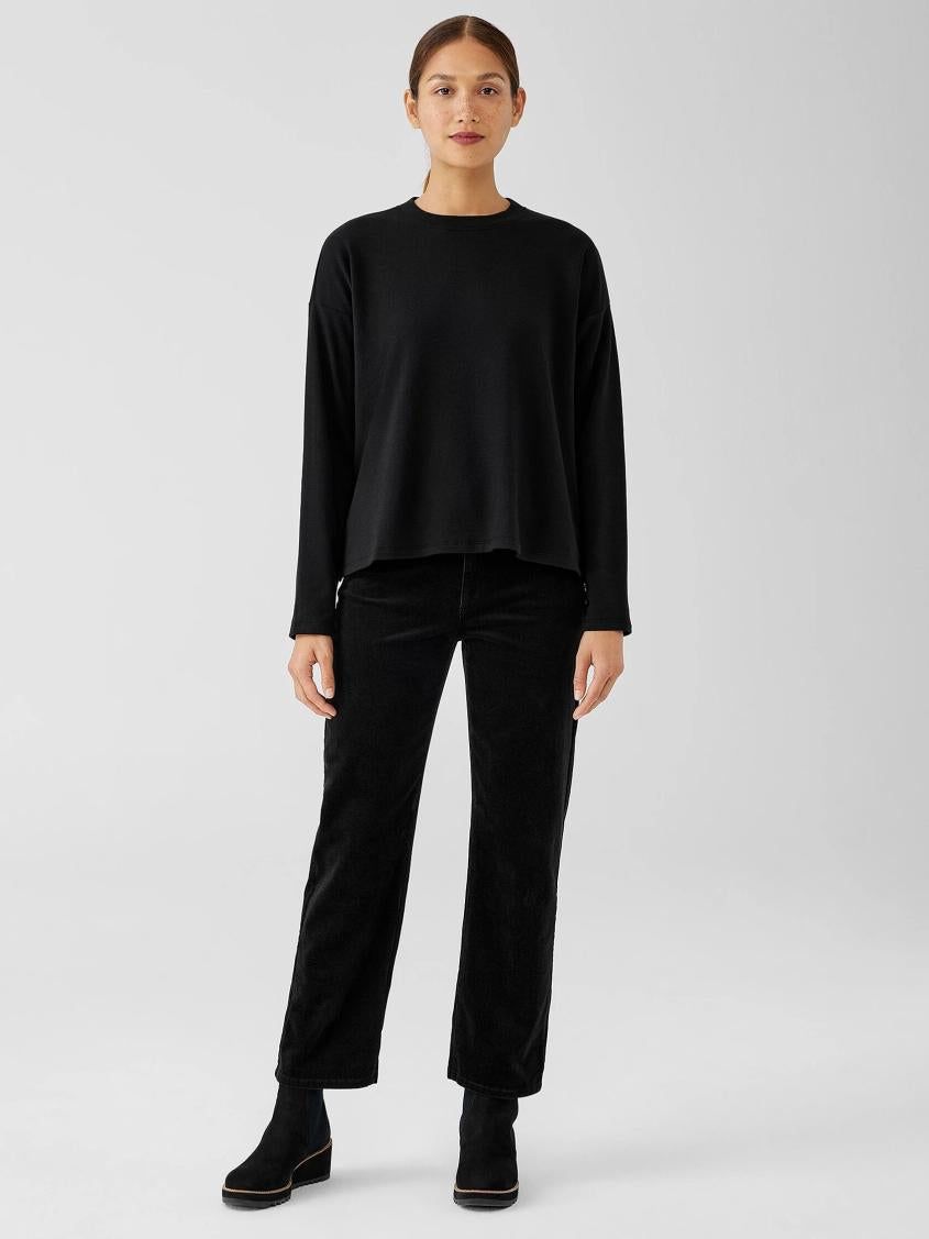Eileen Fisher Tops &amp; Tees | Cozy Brushed Terry Hug Box-Top Black - Women