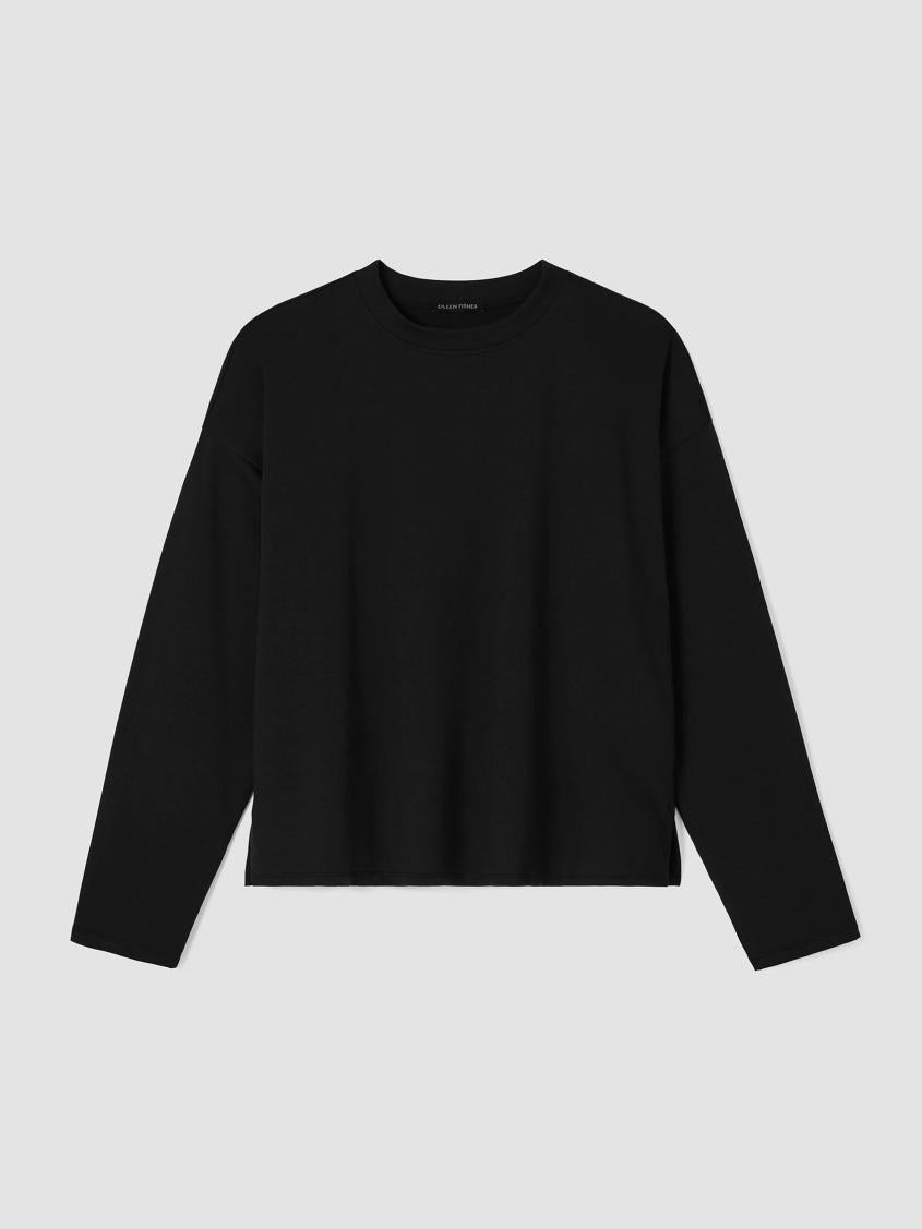 Eileen Fisher Tops &amp; Tees | Cozy Brushed Terry Hug Box-Top Black - Women