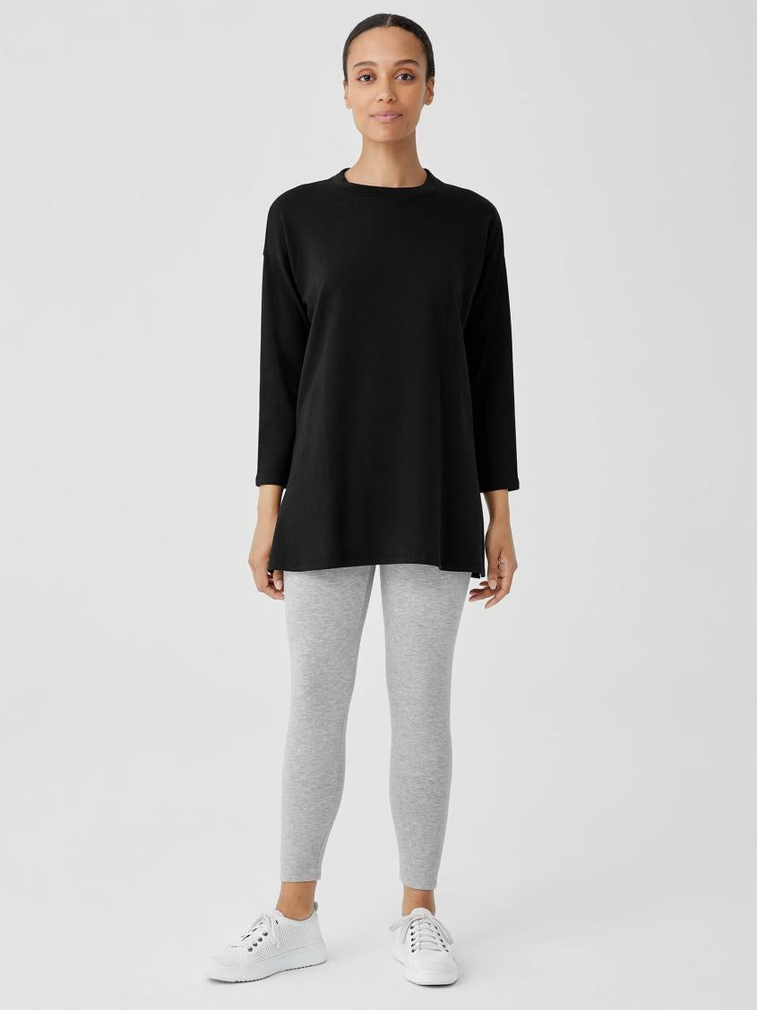 Eileen Fisher Tops &amp; Tees | Cozy Brushed Terry Hug Crew Neck Long Top Black - Women