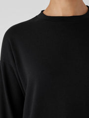 Eileen Fisher Tops &amp; Tees | Cozy Brushed Terry Hug Crew Neck Long Top Black - Women