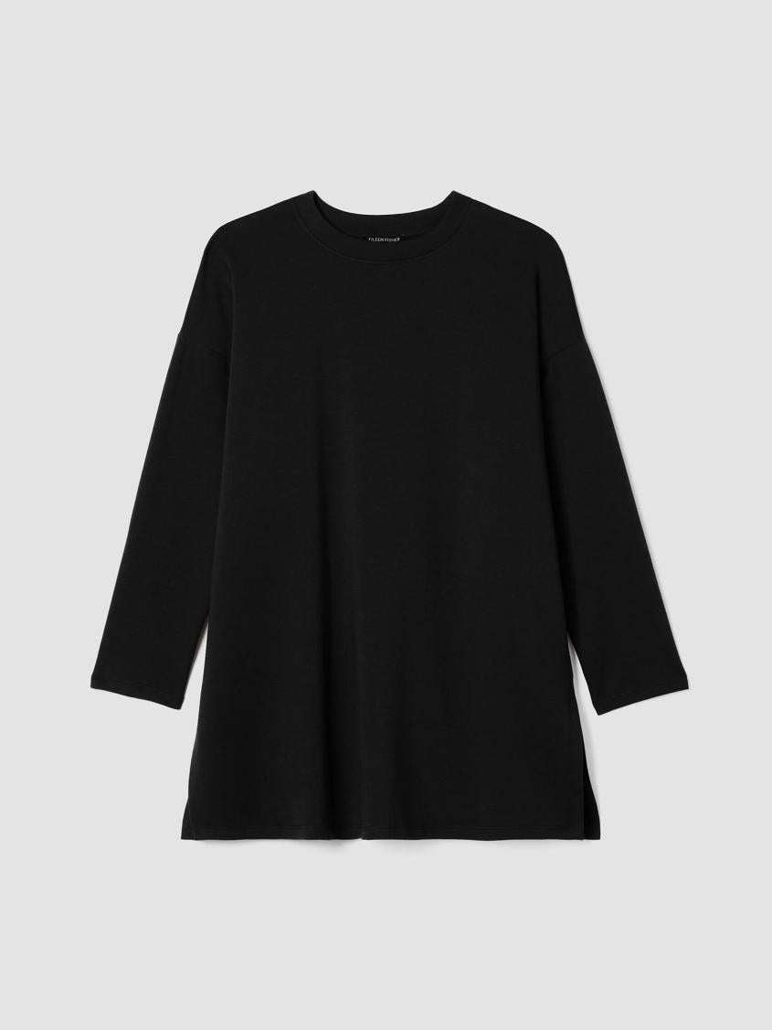 Eileen Fisher Tops &amp; Tees | Cozy Brushed Terry Hug Crew Neck Long Top Black - Women