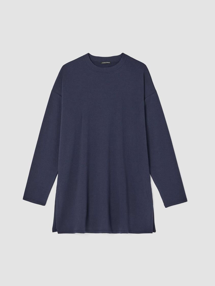 Eileen Fisher Tops &amp; Tees | Cozy Brushed Terry Hug Crew Neck Long Top Black - Women