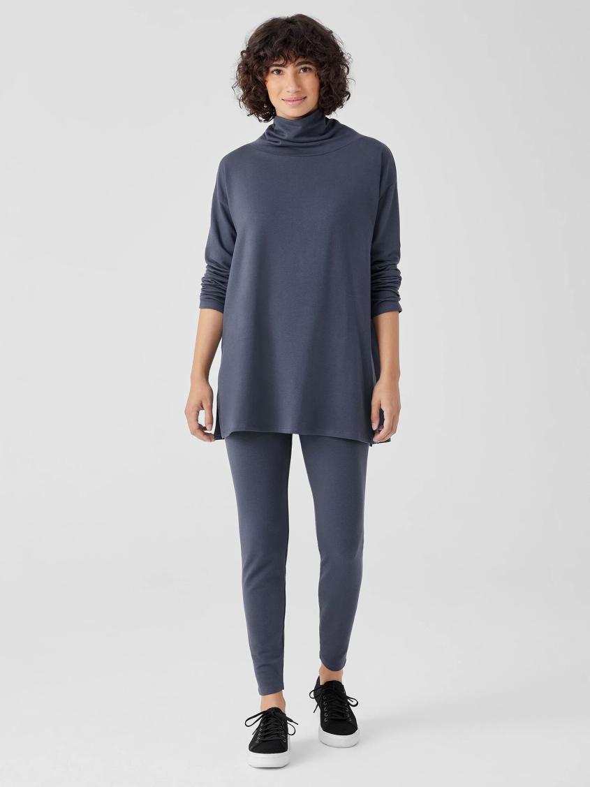 Eileen Fisher Tops &amp; Tees | Cozy Brushed Terry Hug Funnel Neck Long Top Ocean - Women