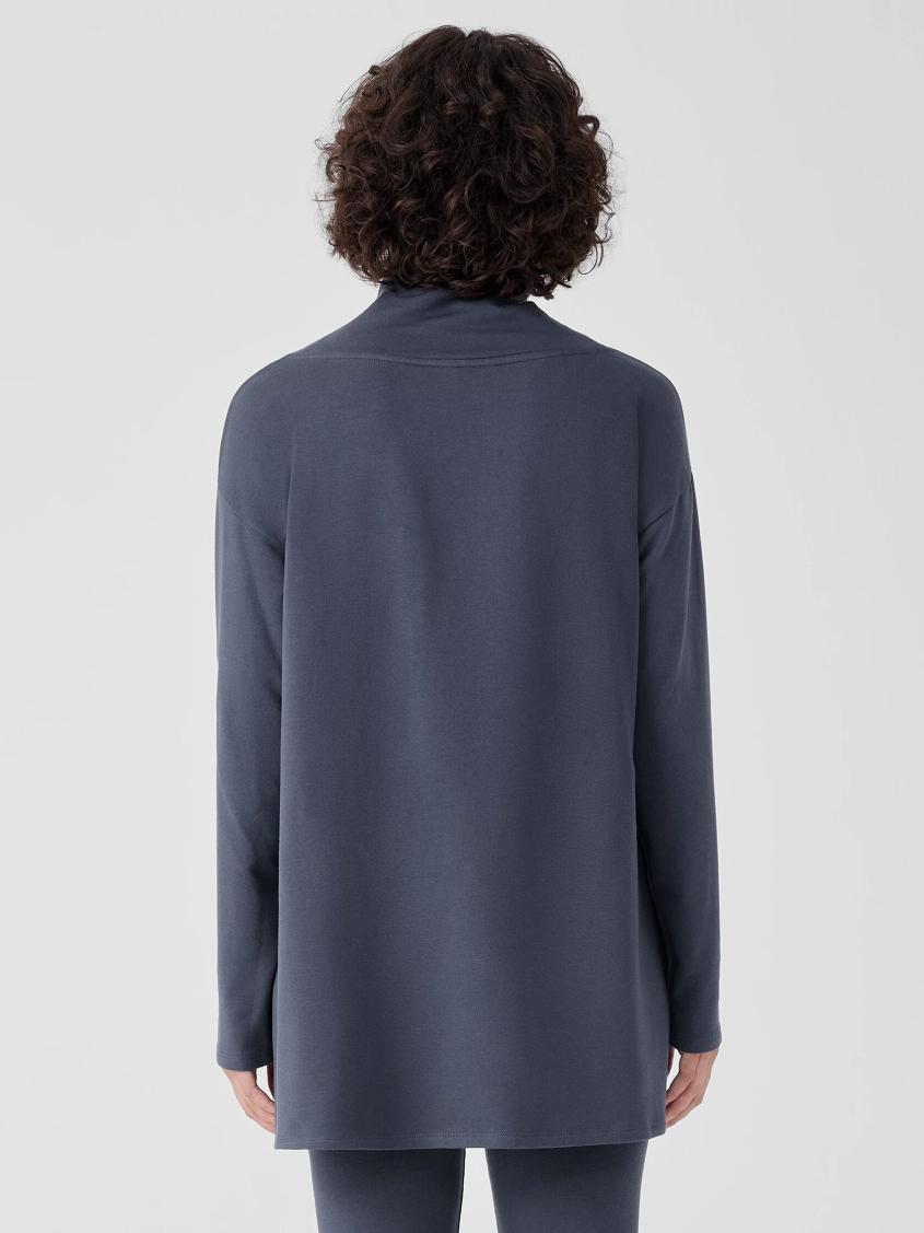 Eileen Fisher Tops &amp; Tees | Cozy Brushed Terry Hug Funnel Neck Long Top Ocean - Women
