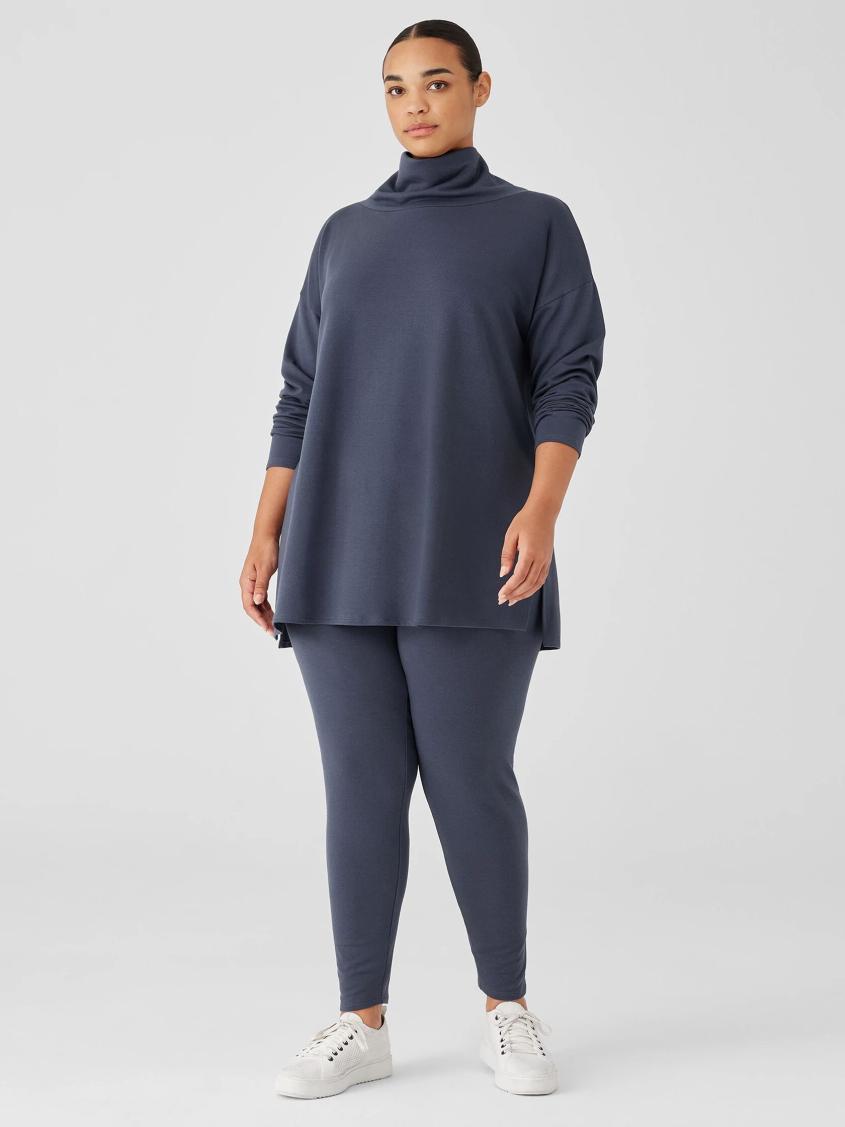 Eileen Fisher Tops &amp; Tees | Cozy Brushed Terry Hug Funnel Neck Long Top Ocean - Women